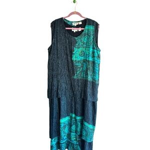 Hilo Hattie Islands Collection Maxi Dress 2 Piece Lagenlook Plus Size